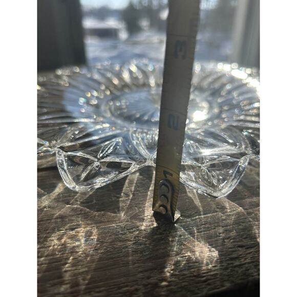 Vintage Federal Glass Petal Pattern Clear Glass Serving Bowl & Platter Flower - Picture 9 of 16